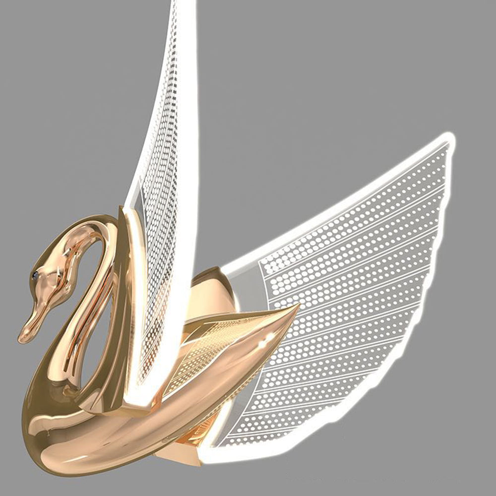 Arisha Decorativo Cisne Metal/Acrílico Aplique de Pared Oro Rosa/Dorado