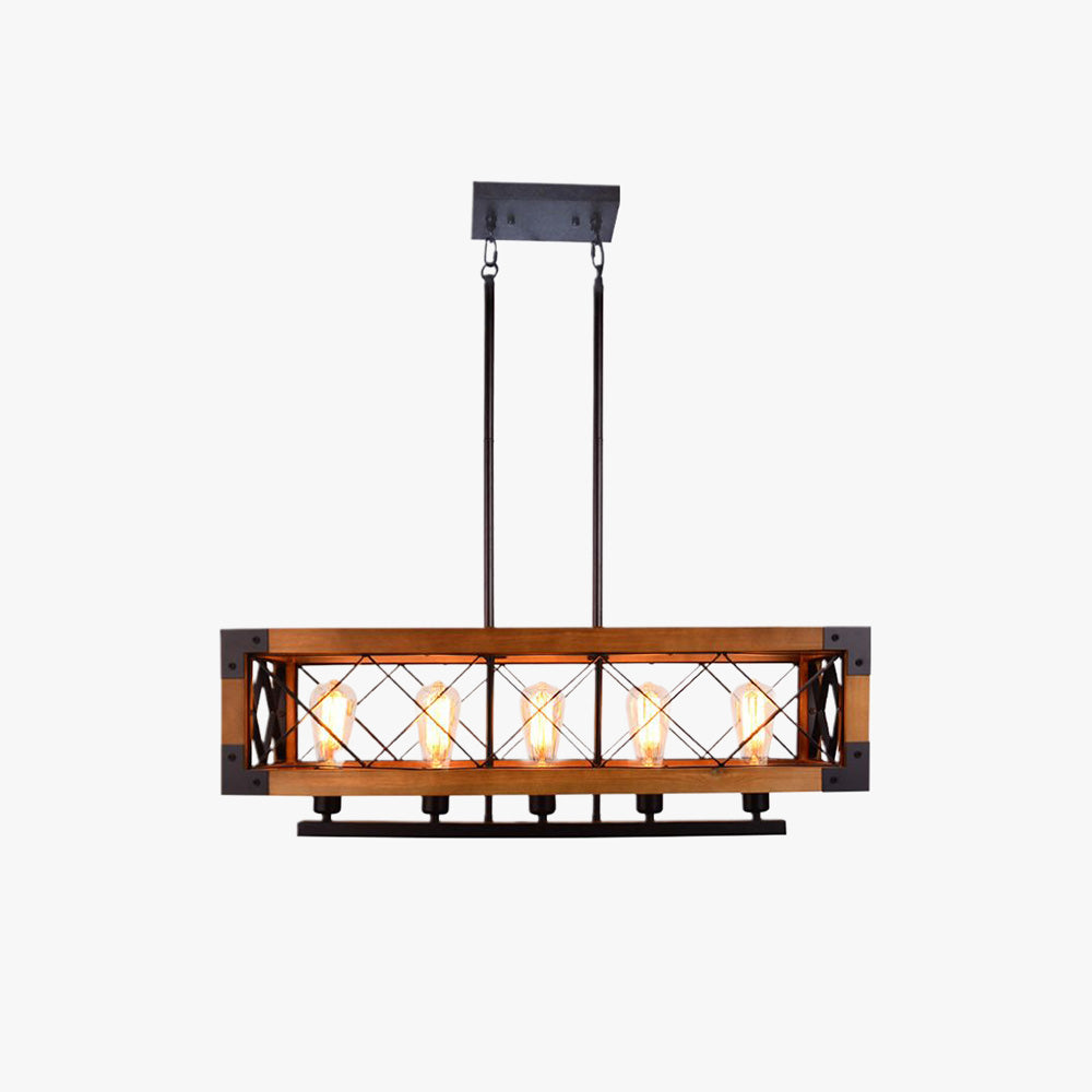 Silva Industrial Vintage Cuadrada Metal/Madera Lámpara Colgante Negra