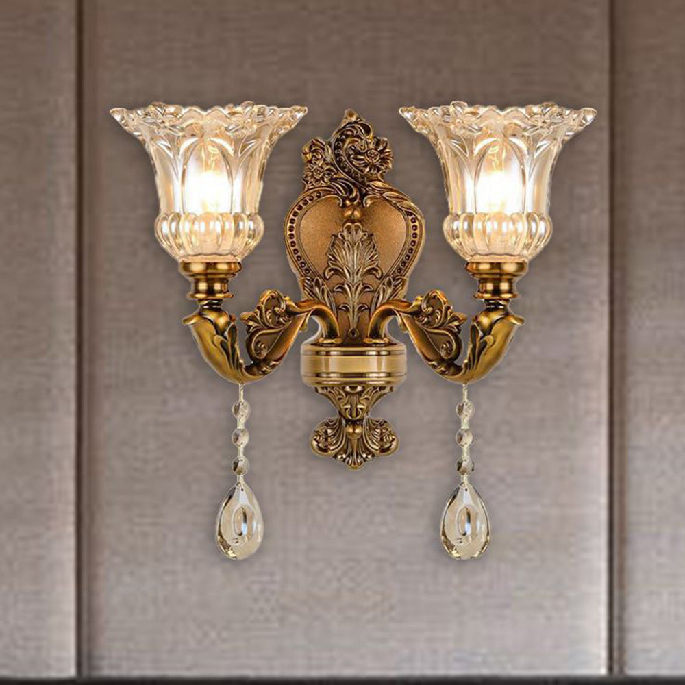 Ray Vintage Flor Metal/Vidrio Aplique de Pared Cobre