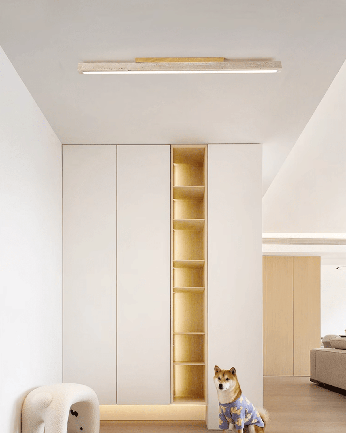 Orvenarae Luz Techo Lineal Minimalista Travertino