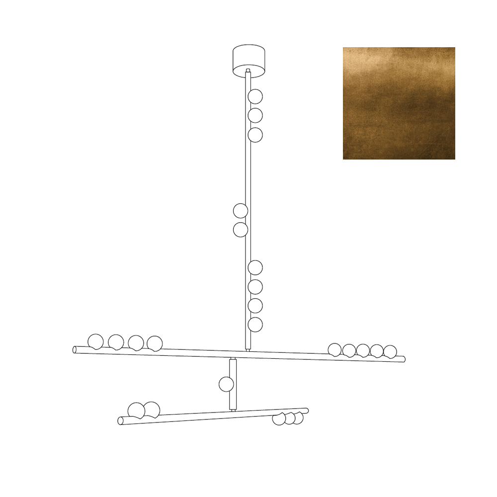 Bara lámpara colgante de araña geométrica lineal en latón