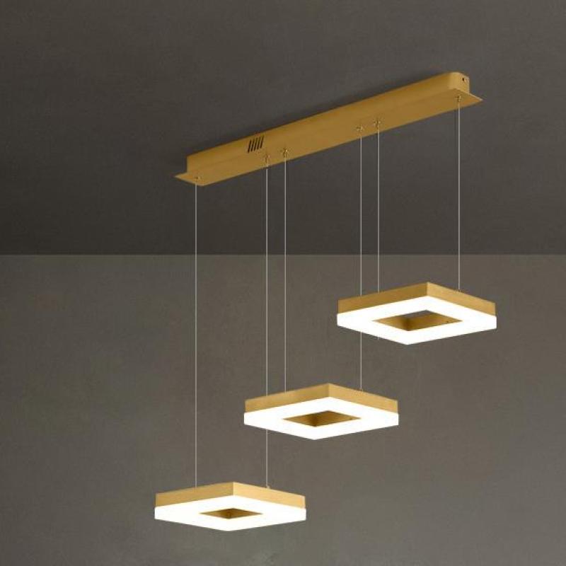 Arisha Minimalista Cuadrada Metal/Acrílico Lámpara Colgante Dorada
