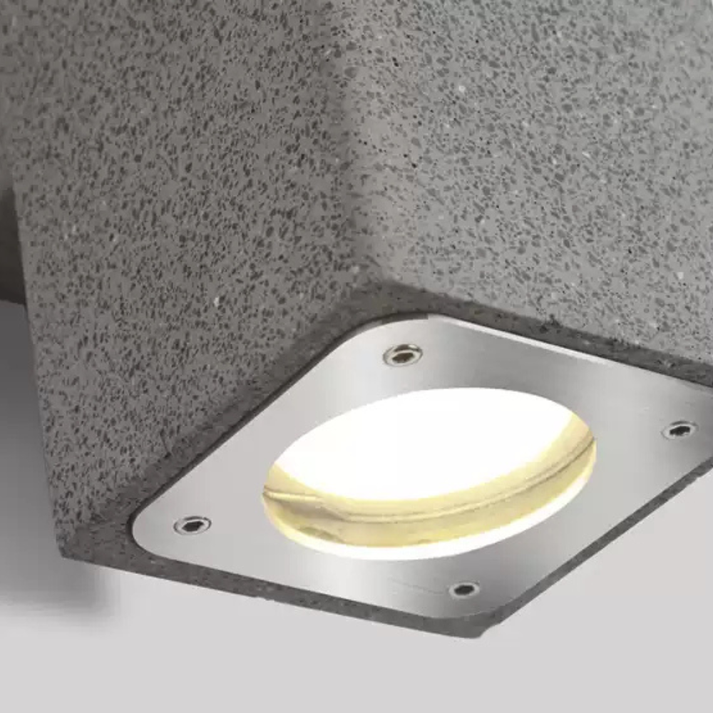 Ray Minimalista Rectangular Cemento Aplique de Pared Exterior Blanco