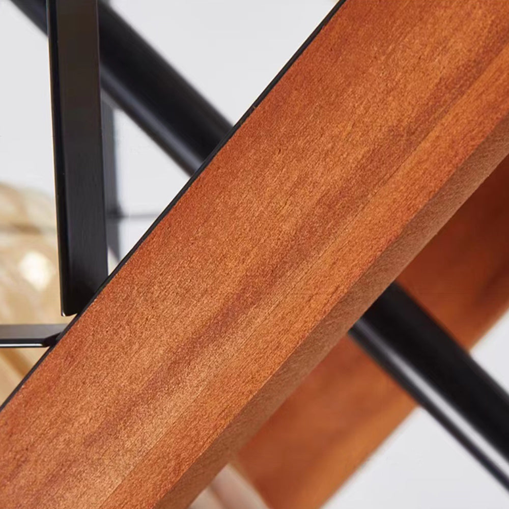 Silva Industrial Vintage Cuadrada Metal/Madera Lámpara Colgante Negra