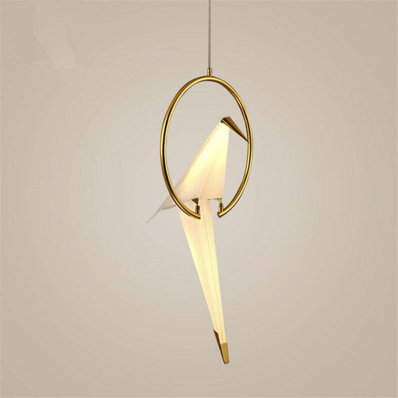 Arisha Decorativa Pájaro Metal/Vidrio Lámpara Colgante Dorada