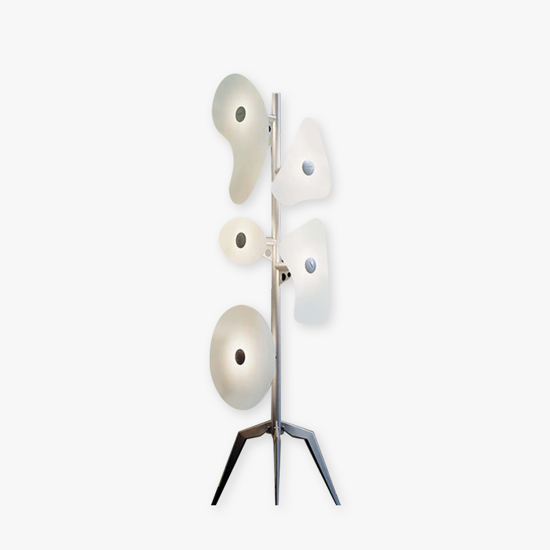 Mira Modern Geométrico Metal LED Lámpara de Pie Blanca