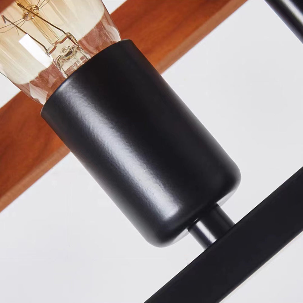 Silva Industrial Vintage Cuadrada Metal/Madera Lámpara Colgante Negra