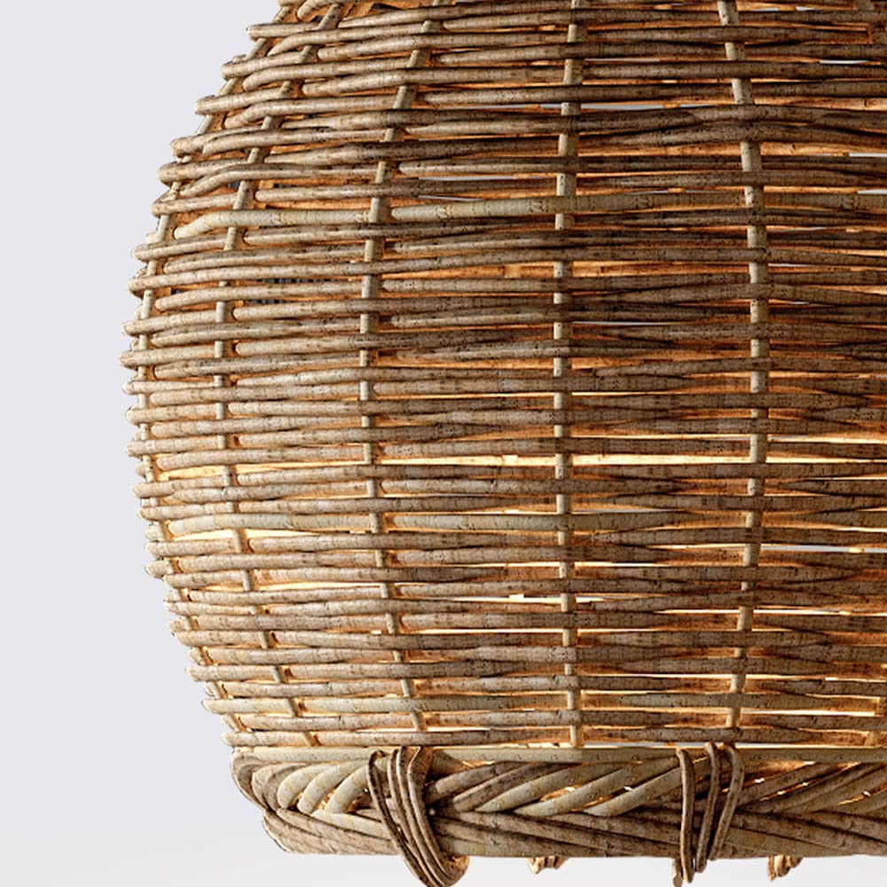 Muto Retro LED Lámpara Colgante Wood Rattan Salón Comedor