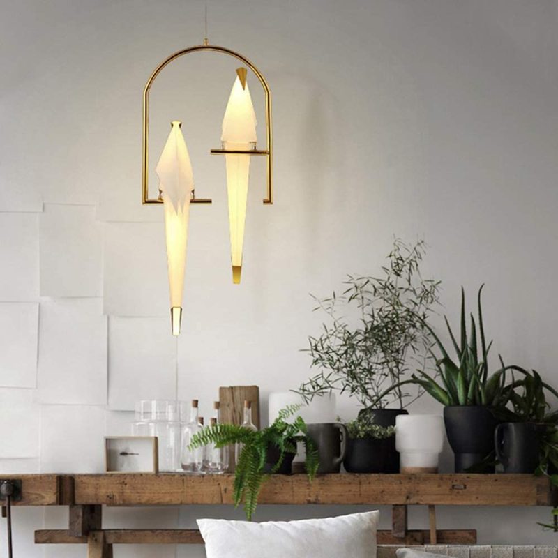 Arisha Decorativa Pájaro Metal/Vidrio Lámpara Colgante Dorada