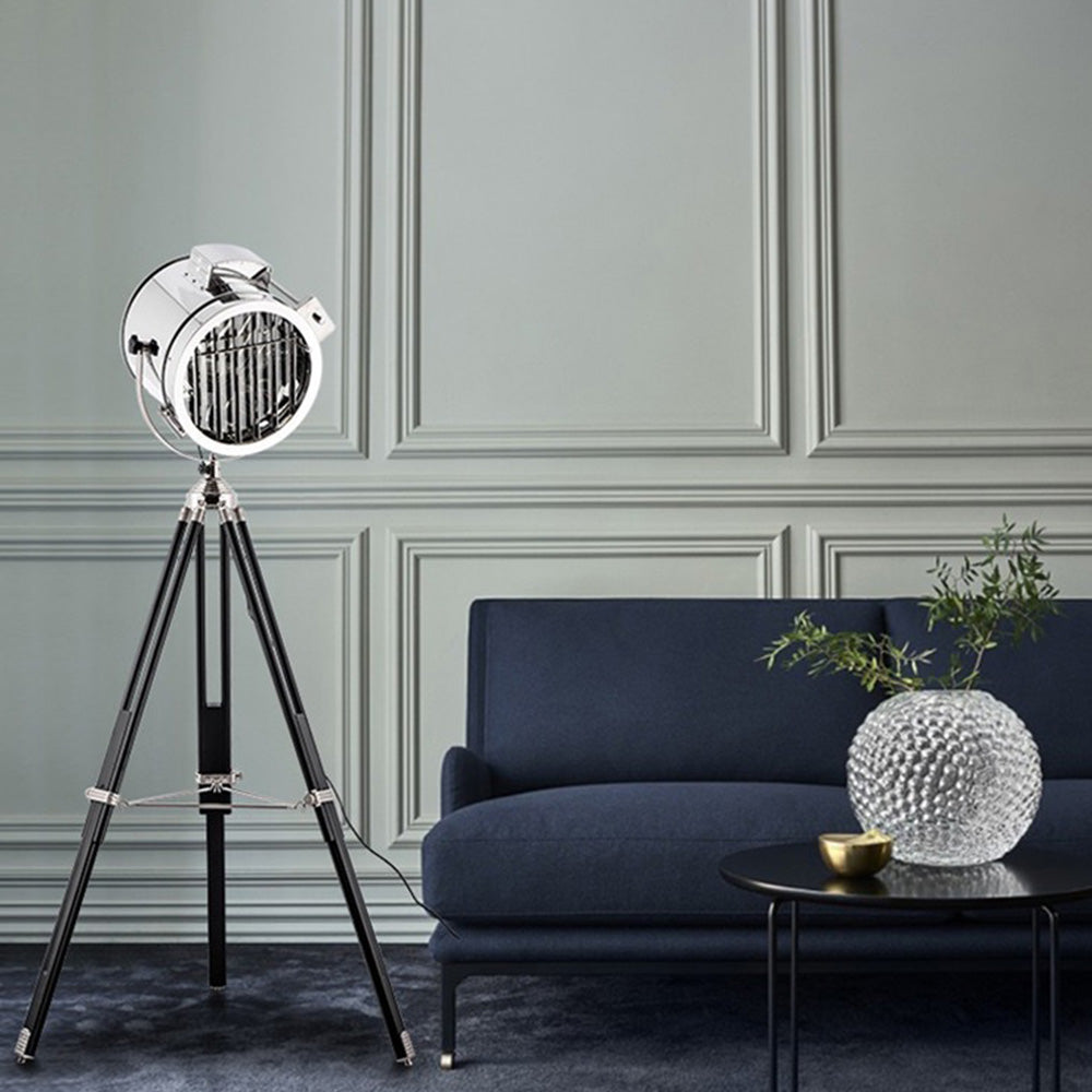 Mira Moderna Diseño Metal/Madera Lámpara de Pie Cromo/Dorada
