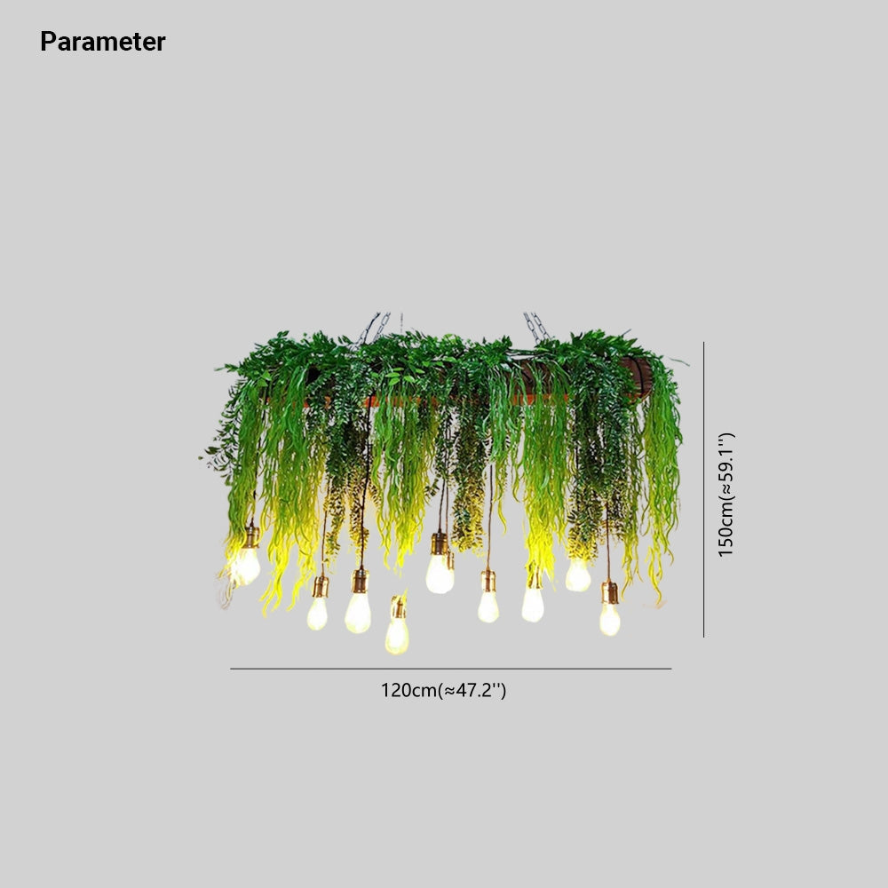 Nido Natural Decorativo Planta Rectangular Metal Lámpara Colgante Verde