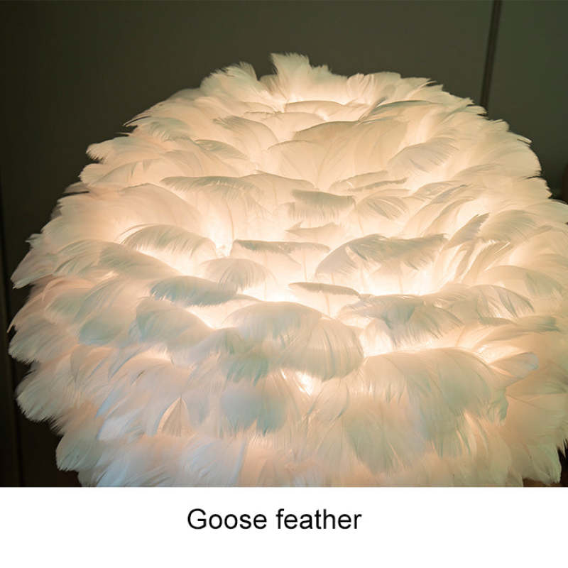 O'Moore Diseño Redonda Pluma Lámpara de Mesa Blanca/Rosa/Gris