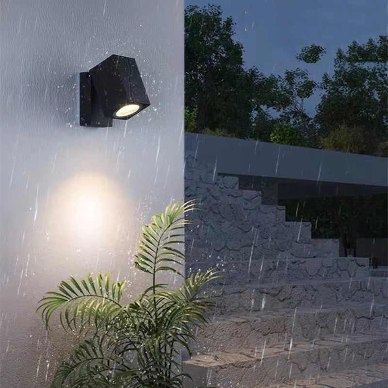 Ray Minimalista Foco Rectangular Metal  Aplique de Pared Exterior Negro