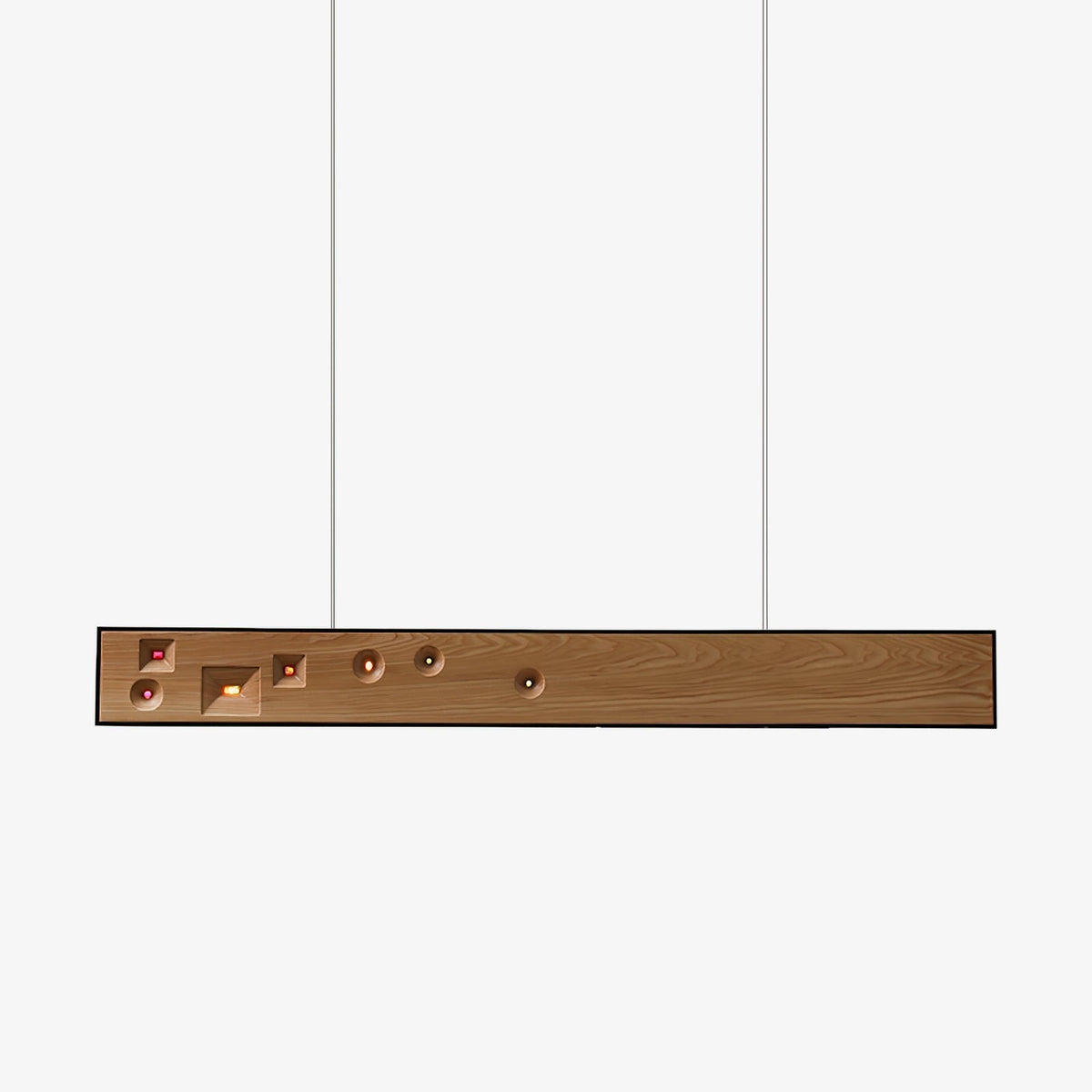 Elvorora lámpara colgante de madera Gemstone lineal LED