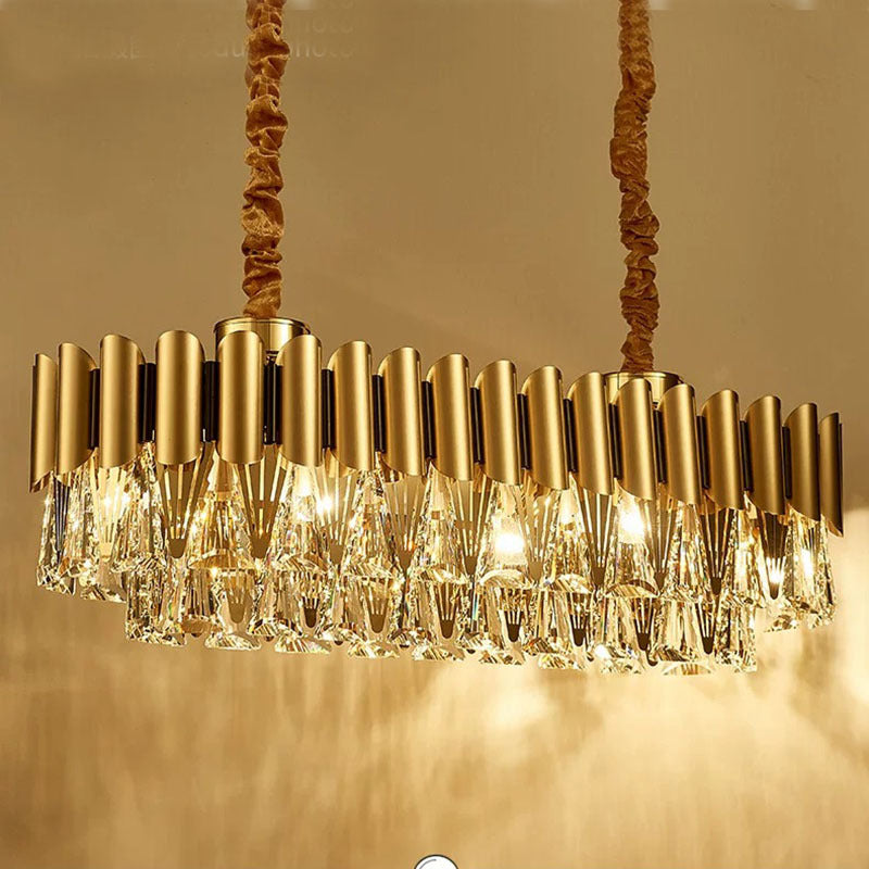 Kristy Moderna Luja Rectangular Metal Lámpara Colgante Oro