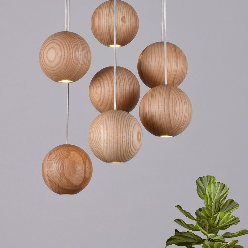Muto Lámpara Colgante Globo Minimalista Racimo Madera Cocina Isla
