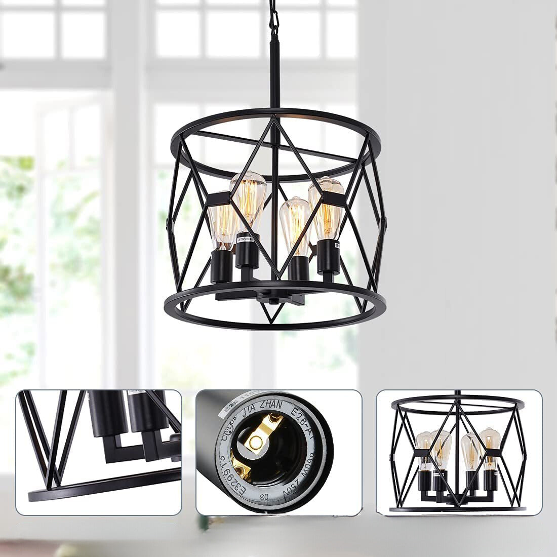 Silva Moderno Industrial LED Lámpara Colgante Metal Comedor