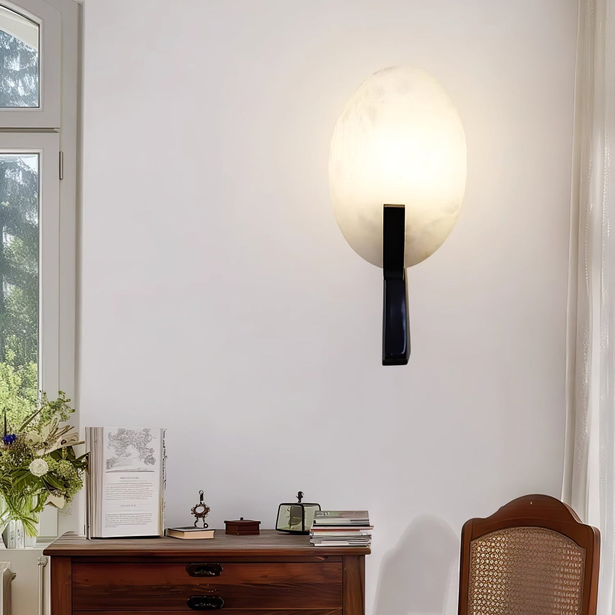 Avey aplique de pared moderno en alabastro con enchufe US