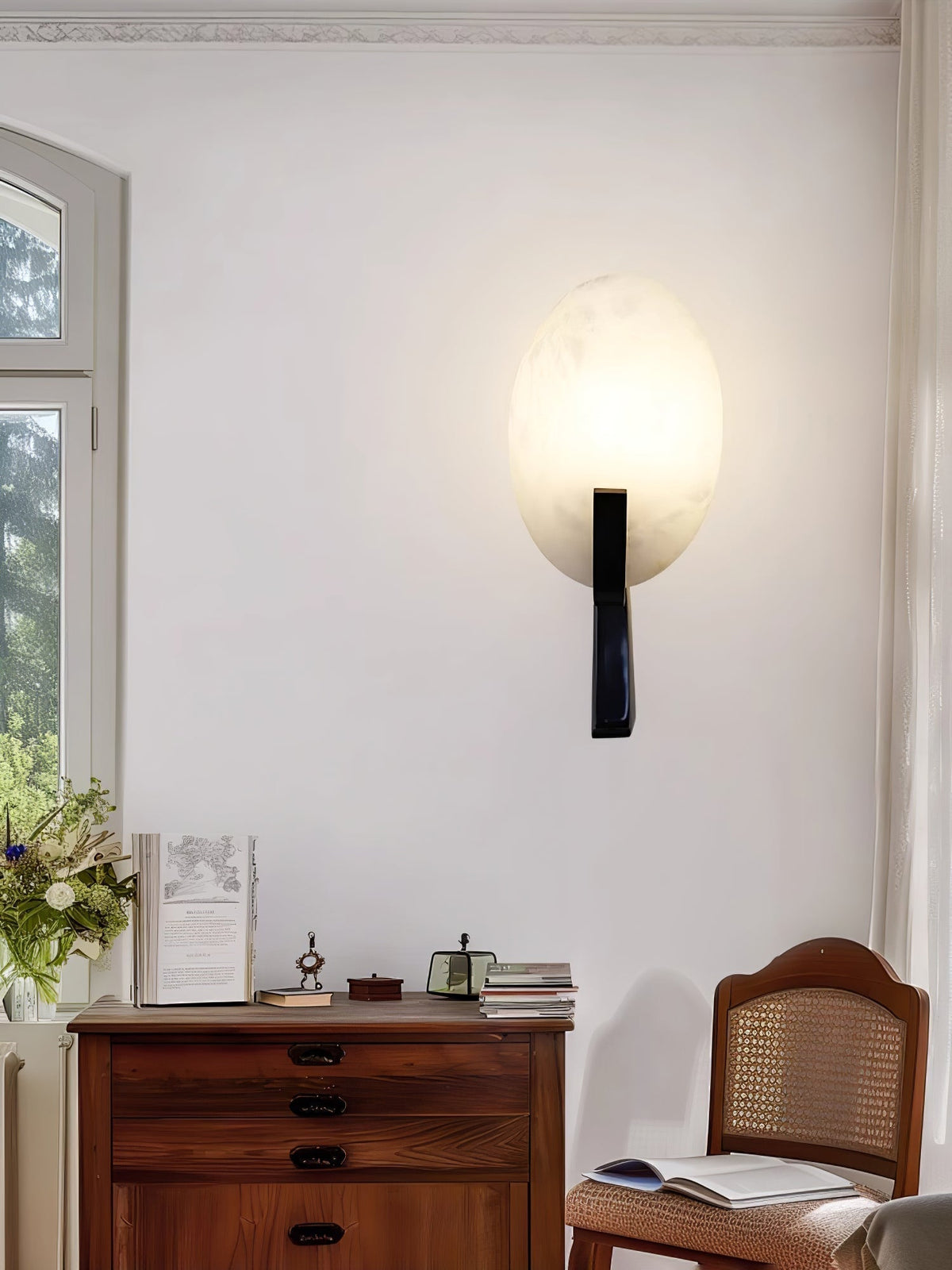 Avey aplique de pared moderno en alabastro con enchufe US