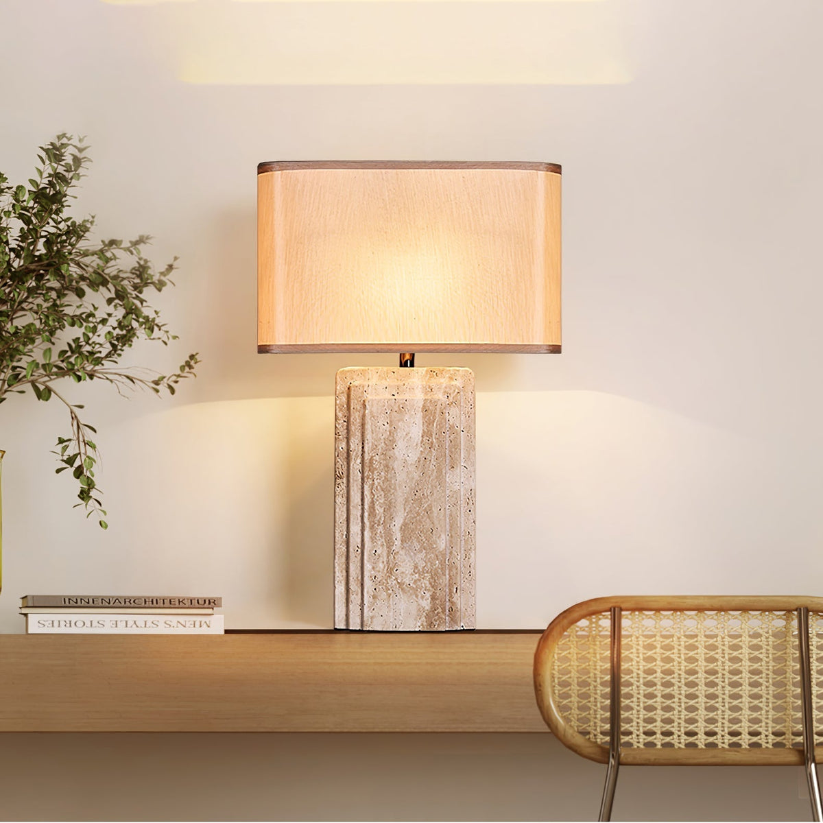 Cocare lámpara de mesa en travertino