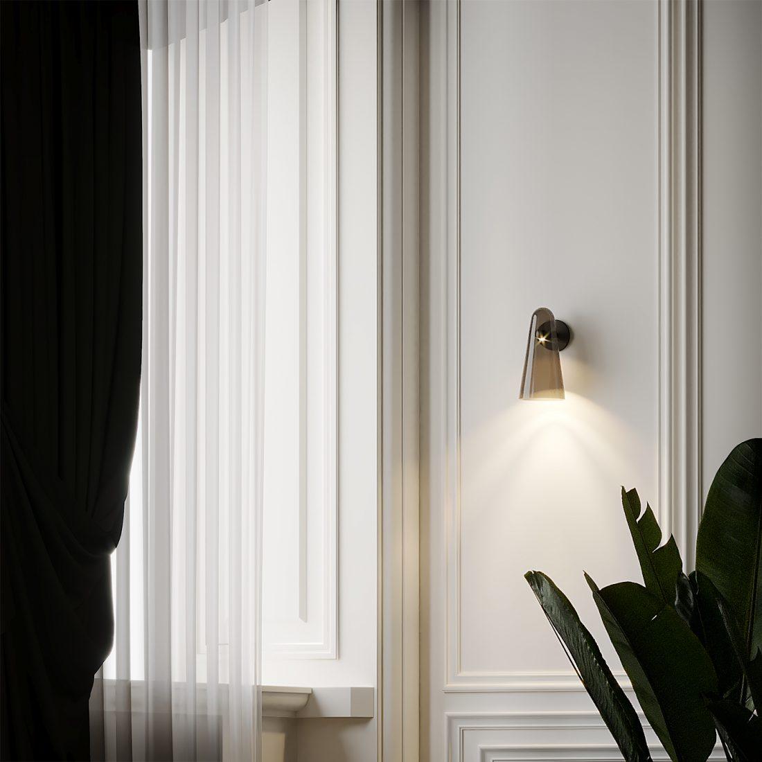 Velivira aplique de pared con pantalla cónica de vidrio