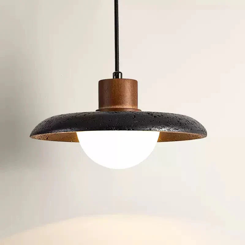Zenk lámpara colgante de cúpula en travertino negro