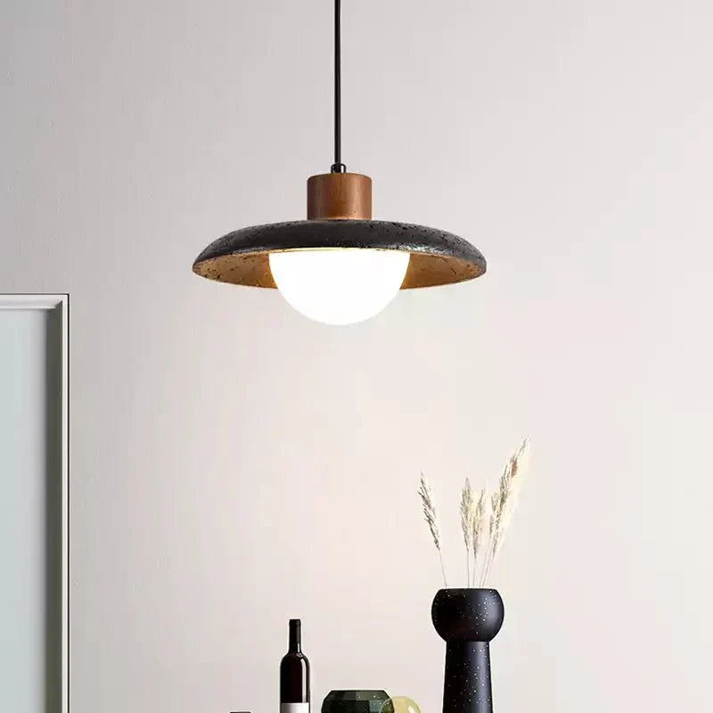 Zenk lámpara colgante de cúpula en travertino negro