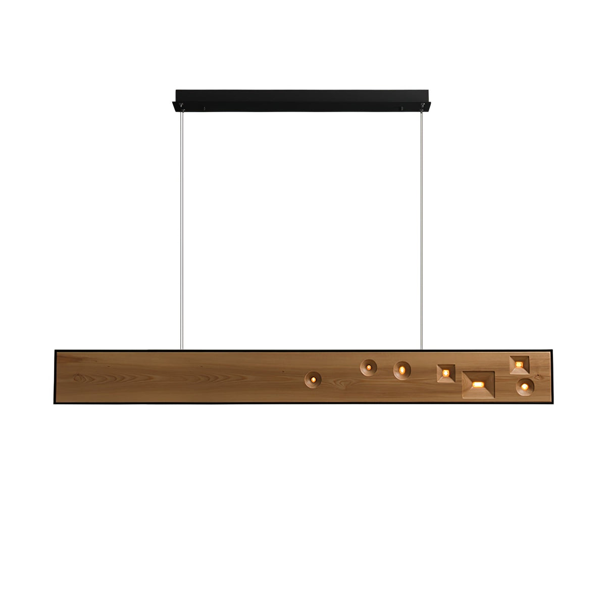 Elvorora lámpara colgante de madera Gemstone lineal LED