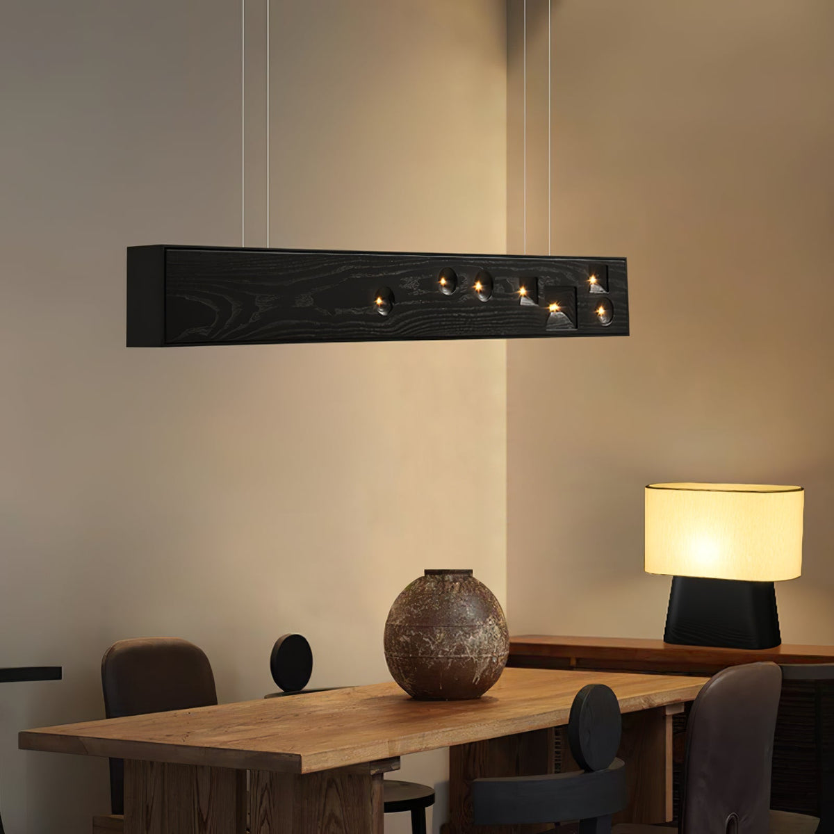 Elvorora lámpara colgante de madera Gemstone lineal LED