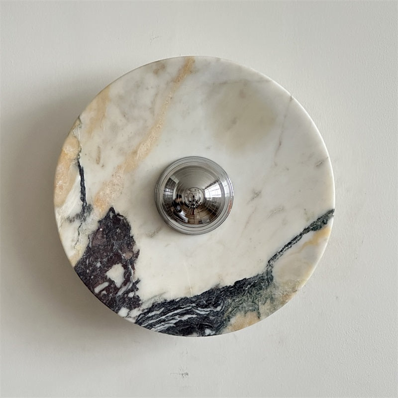Zeno Redondo Cromo Mármol Pared Aplique
