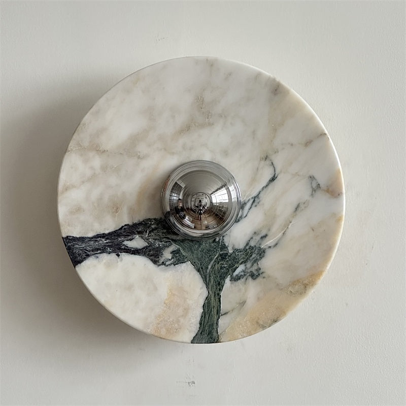 Zeno Redondo Cromo Mármol Pared Aplique