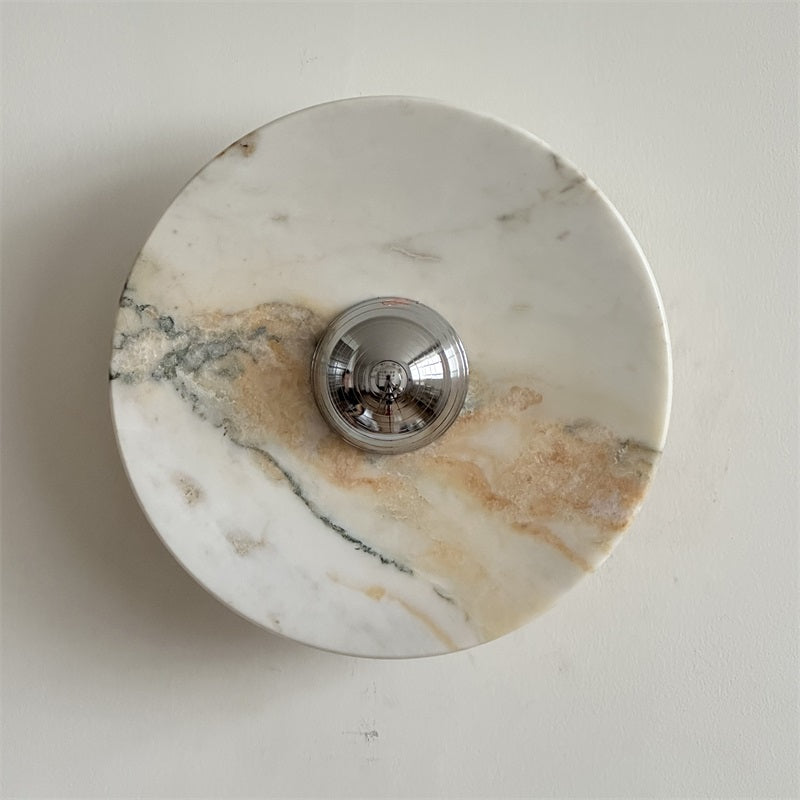 Zeno Redondo Cromo Mármol Pared Aplique