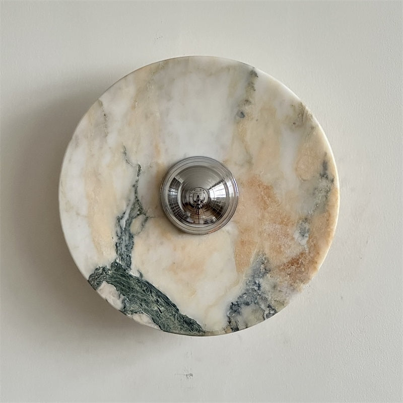 Zeno Redondo Cromo Mármol Pared Aplique