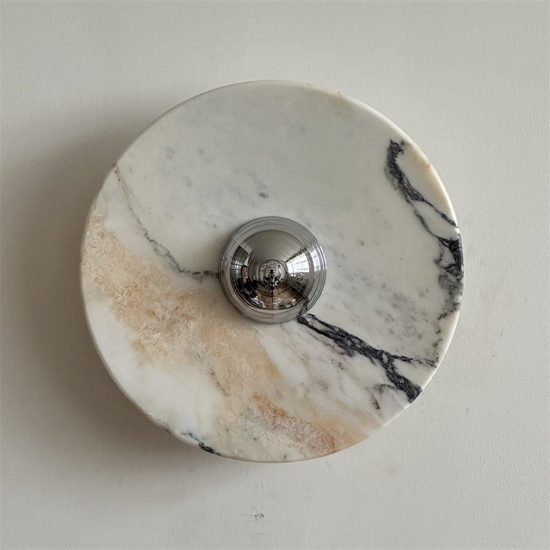 Zeno Redondo Cromo Mármol Pared Aplique