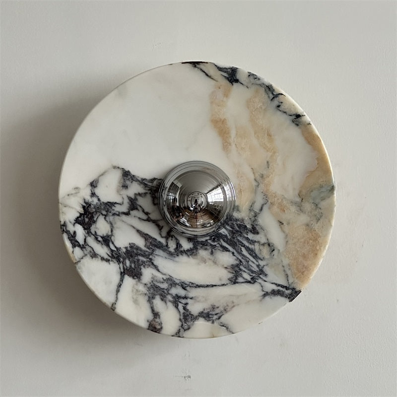 Zeno Redondo Cromo Mármol Pared Aplique