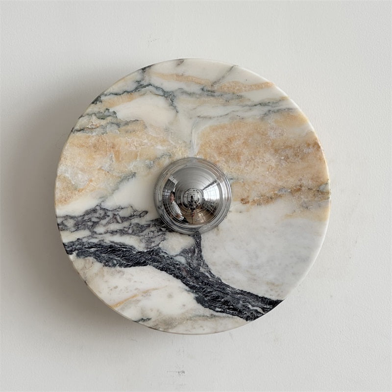 Zeno Redondo Cromo Mármol Pared Aplique