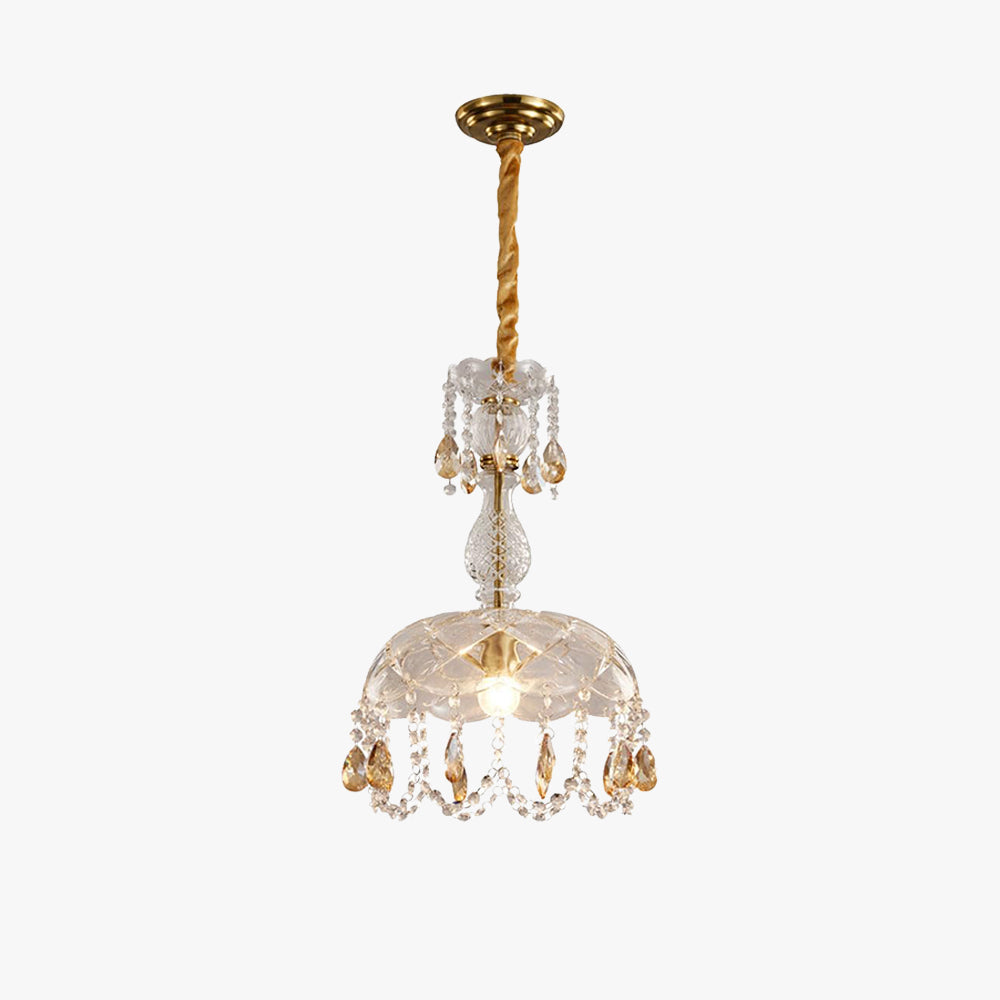 Kristy Retro LED Cristal Redondo Lámpara colgante Oro Vidrio Salón/Bar