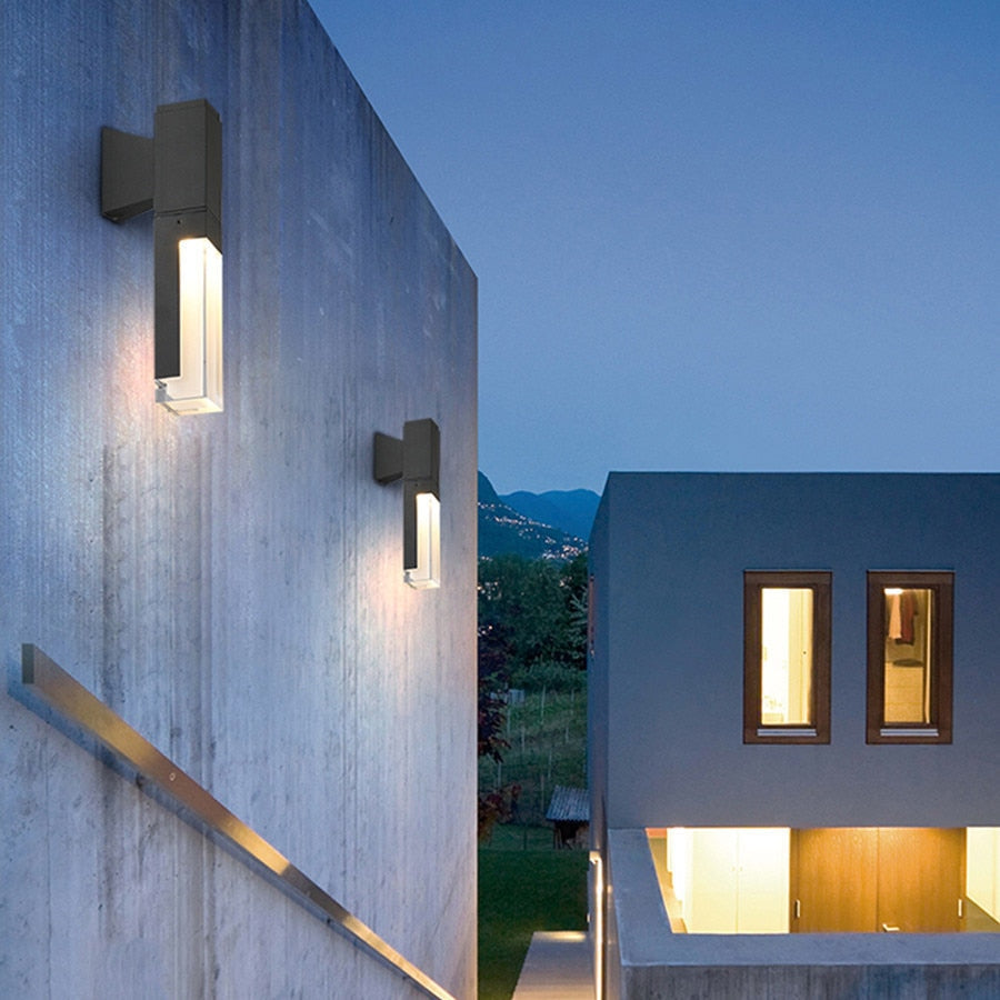 Ray Lámpara de Pared de Metal Rectangular Moderna para Exterior Negra