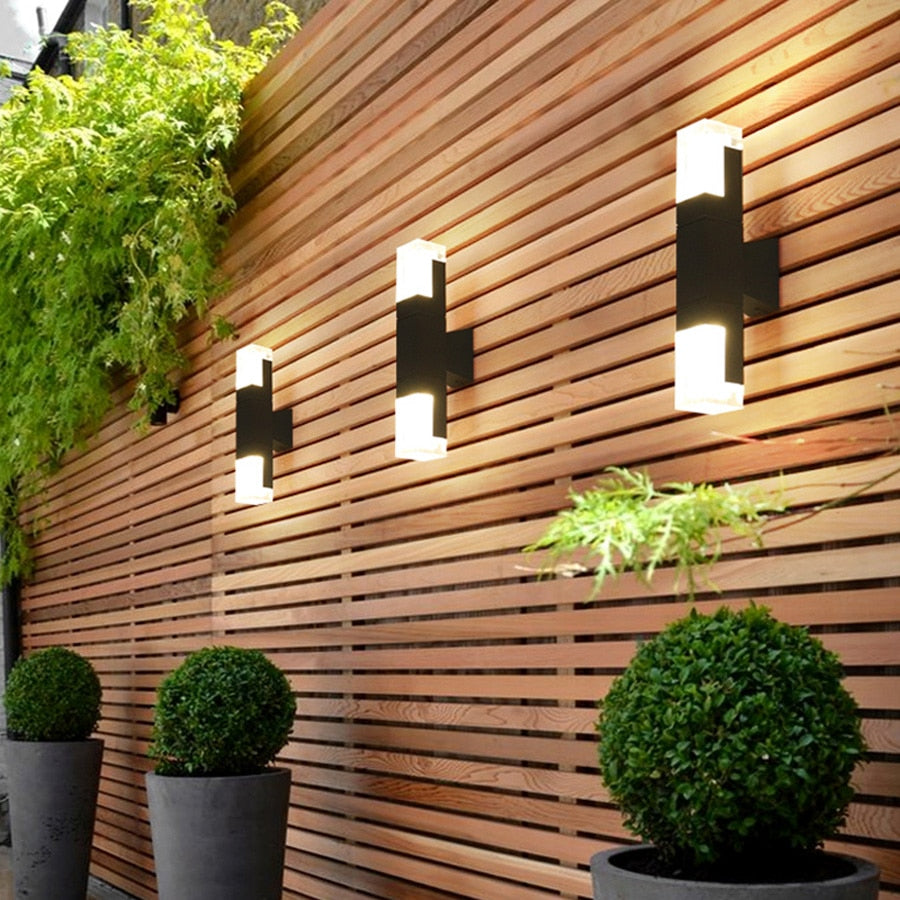 Ray Lámpara de Pared de Metal Rectangular Moderna para Exterior Negra