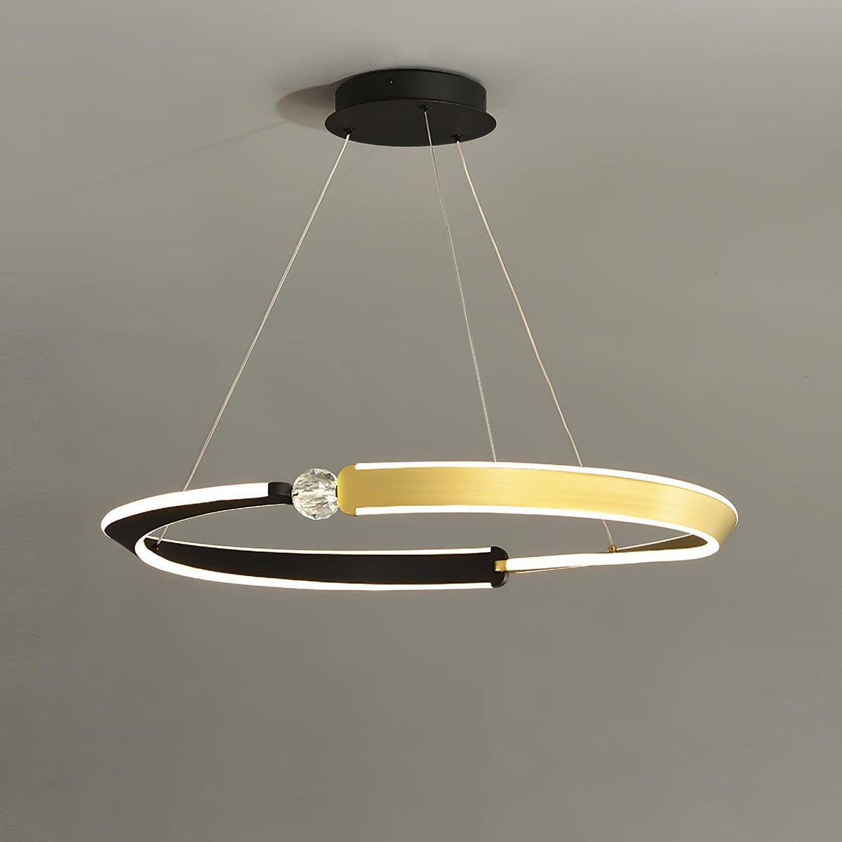 Elyerora lámpara de araña de cristal negro dorado LED para comedor