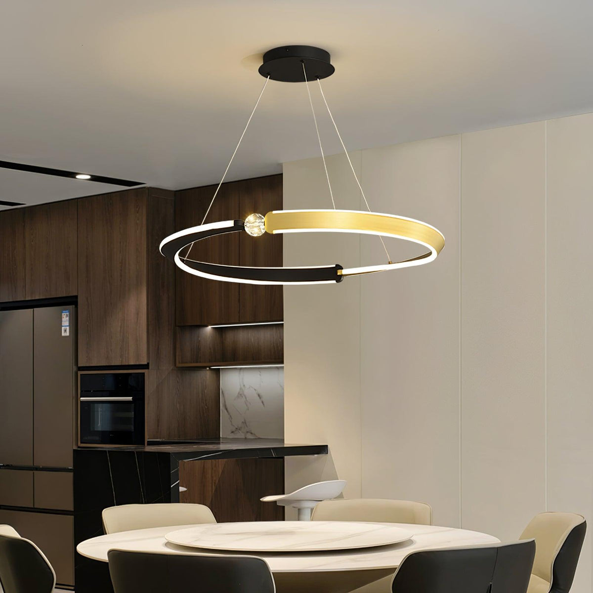 Elyerora lámpara de araña de cristal negro dorado LED para comedor