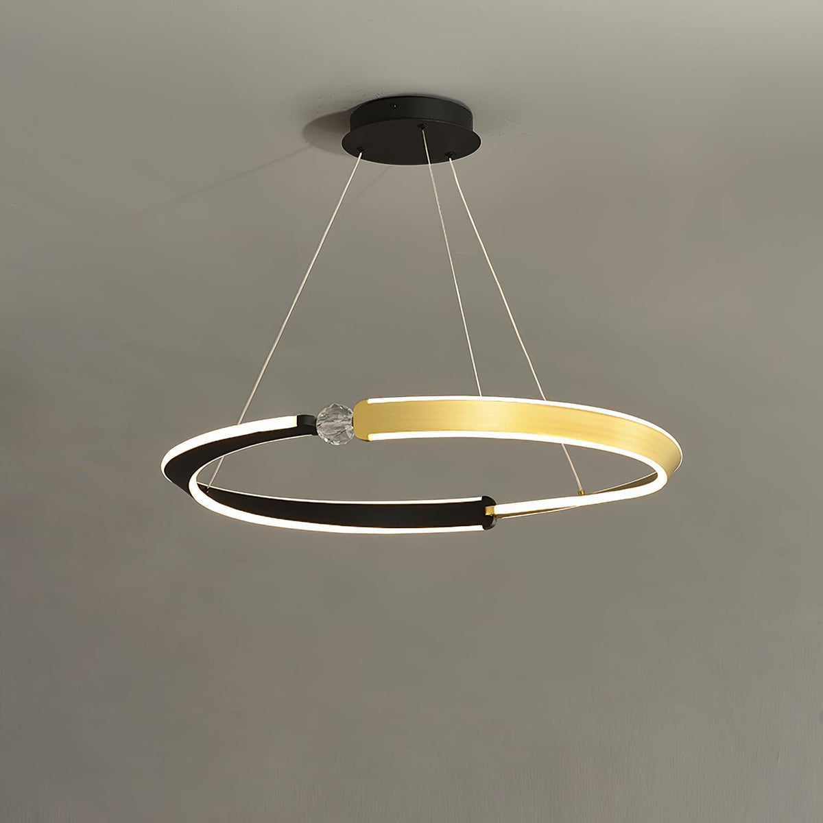 Elyerora lámpara de araña de cristal negro dorado LED para comedor