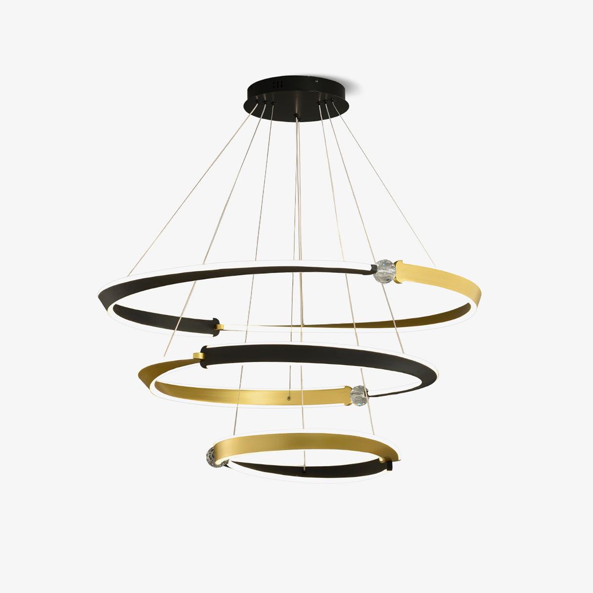 Elyerora lámpara de araña de cristal negro dorado LED para comedor