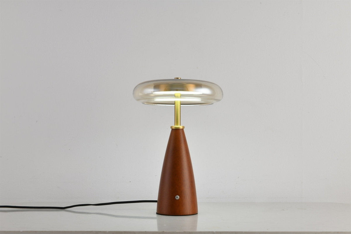 Lámpara de mesa de vidrio con forma de seta