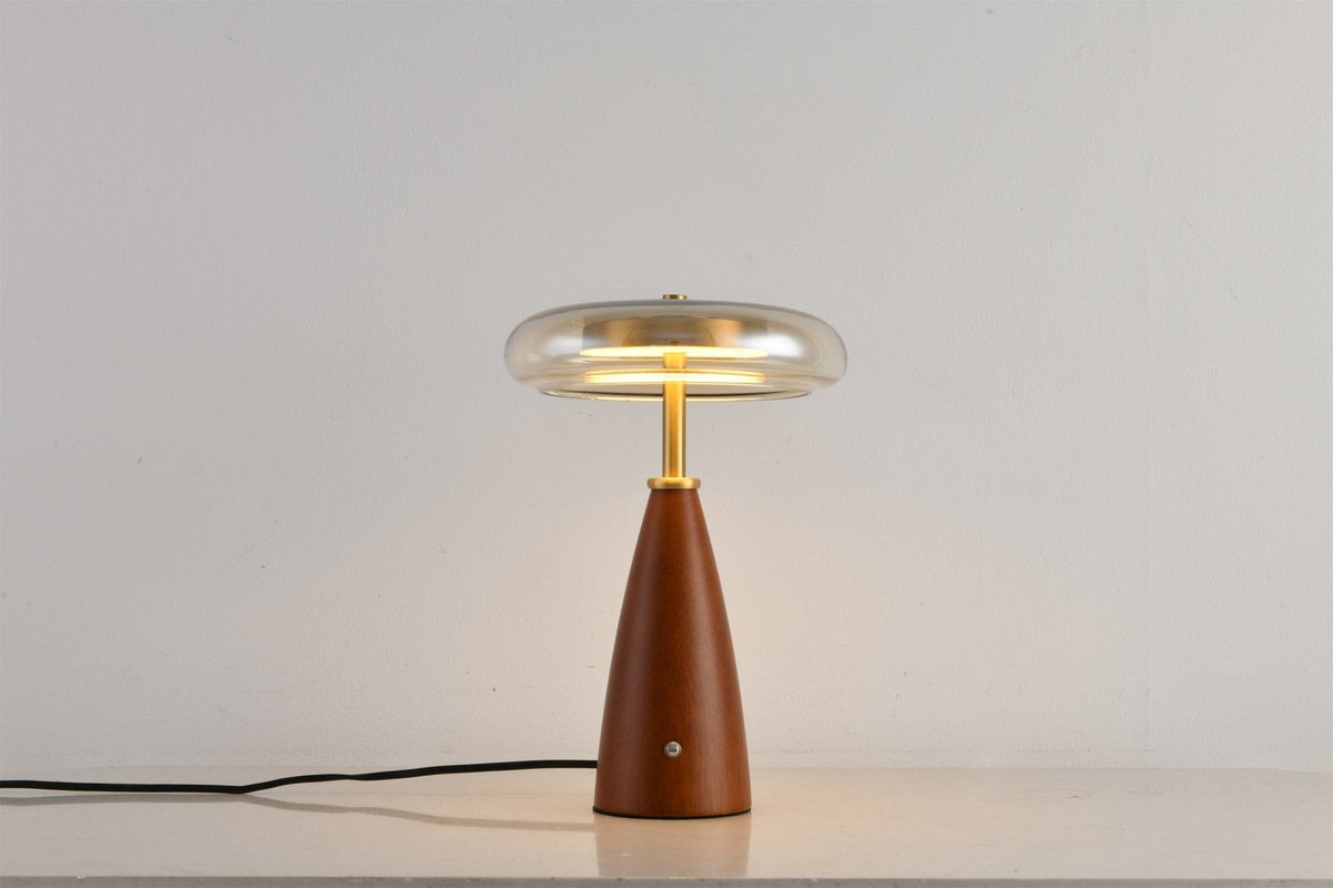 Lámpara de mesa de vidrio con forma de seta
