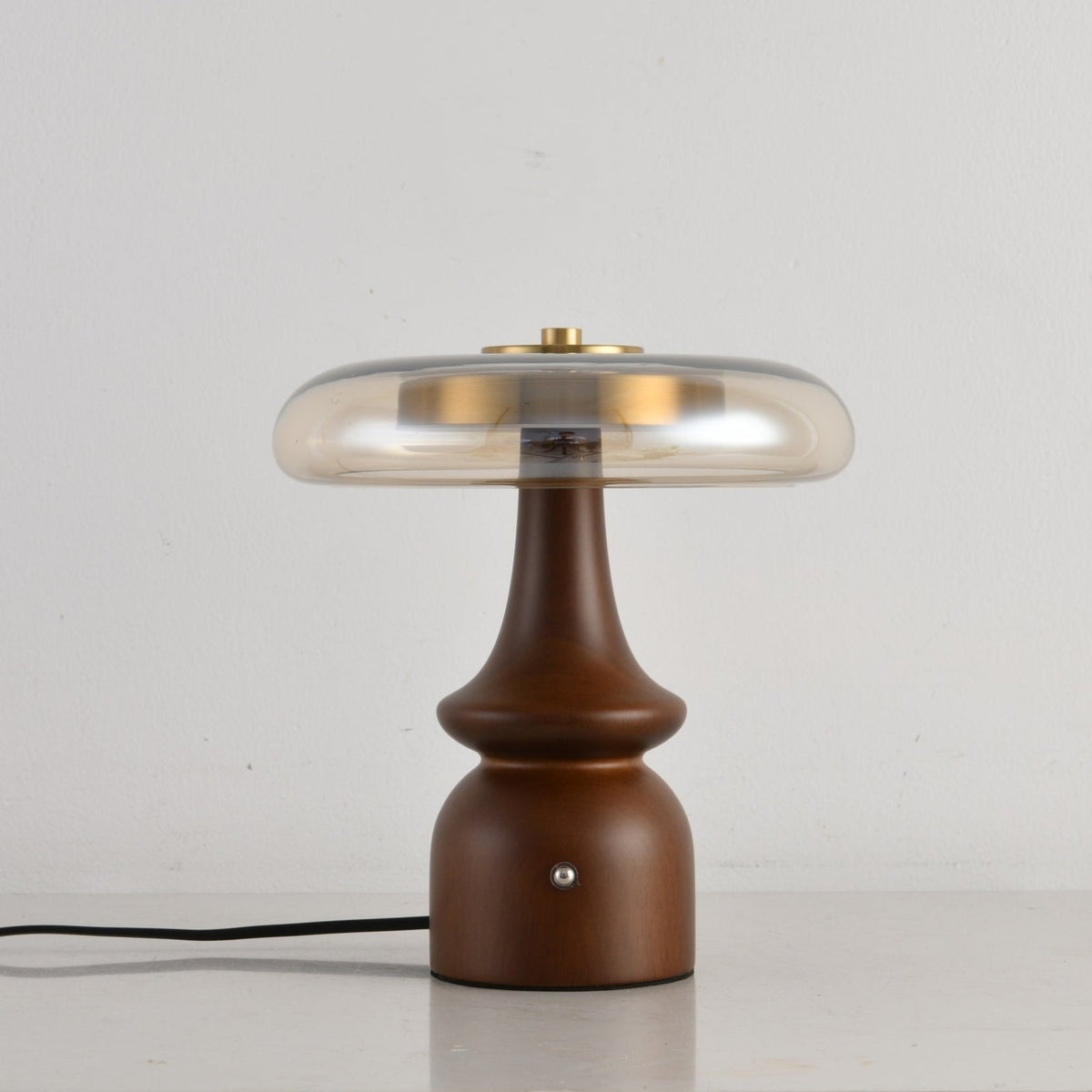 Lámpara de mesa de vidrio con forma de seta