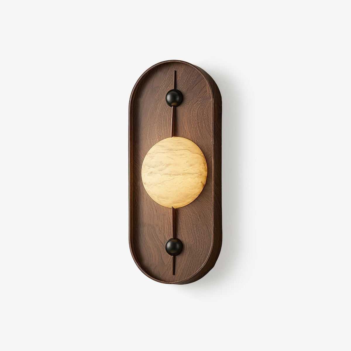 Nivuielle aplique de pared oval alabastro madera color nogal