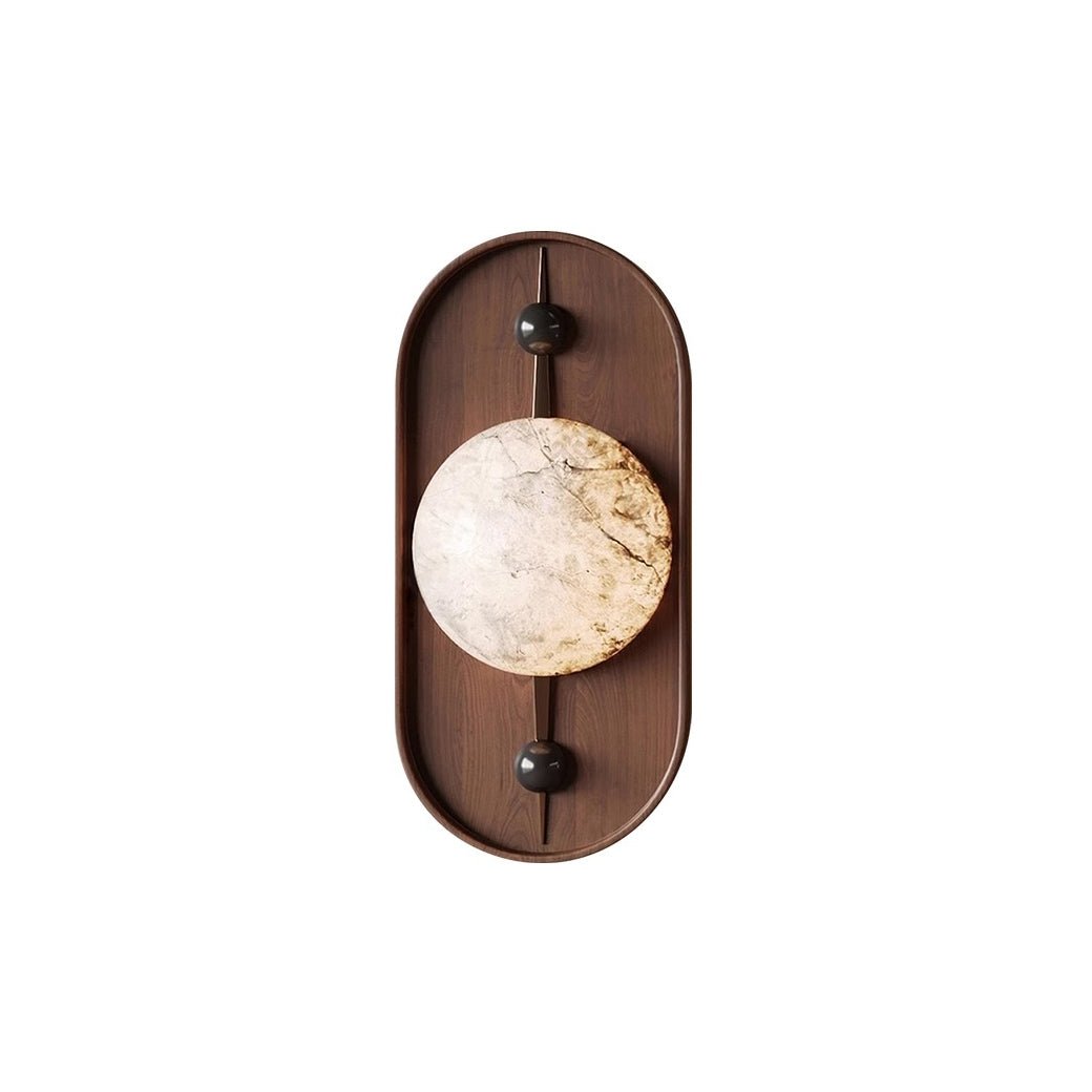 Nivuielle aplique de pared oval alabastro madera color nogal