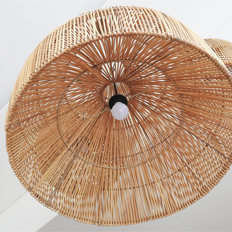Muto Vintage Hecho a Mano Ratán Lámpara Colgante Natural Madera Salón
