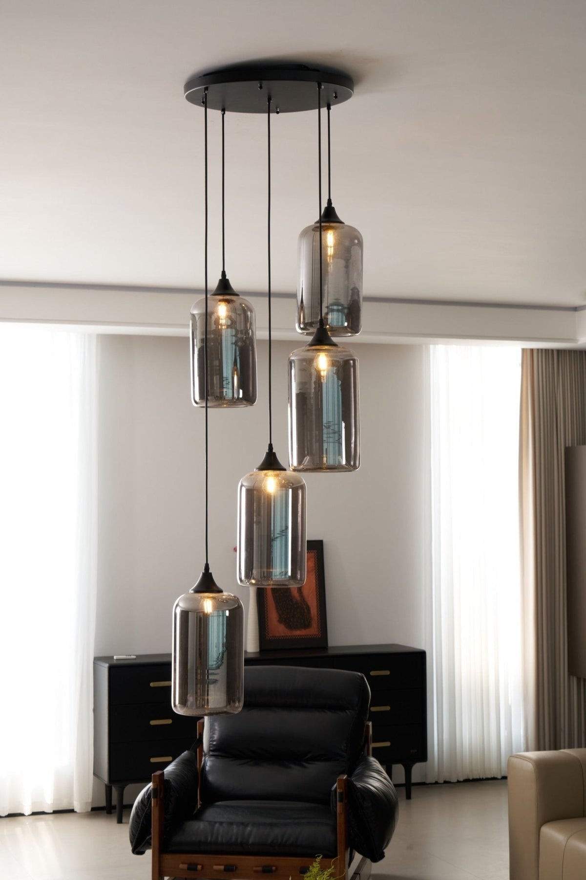 Tevely lámpara colgante de vidrio industrial chic